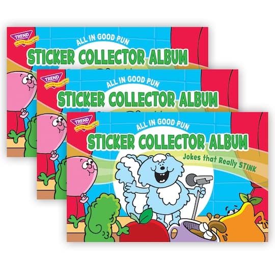 TREND Enterprises&#xAE; All in Good Pun Sticker Collector Albums, 3ct.